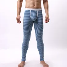 Теплое нижнее белье, мужские штаны в полоску, сексуальные Стрейчевые дышащие термобрюки, кальсоны высокого качества d91206