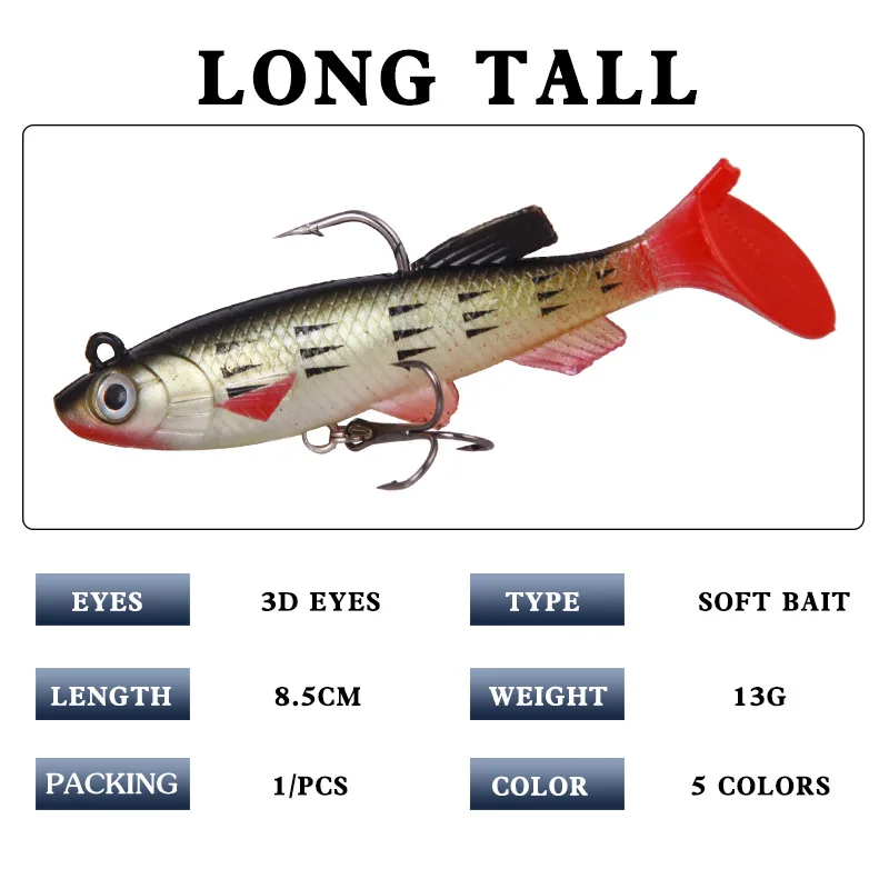 T Tail Soft Bait Soft Lures Silicone Bait 8.5cm 13g Goods for Fishing Sea  Fishing Pva Swimbait Wobblers Artificial Tackle