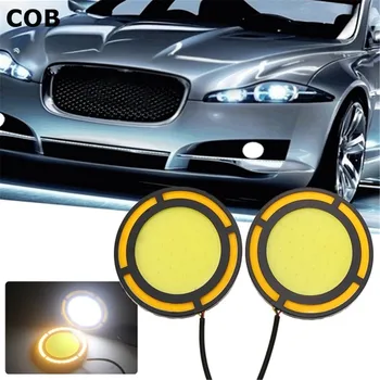 

Car DRL Daytime Running Light Flexible Round Shape White Amber LED Lights Driving lamp COB Lights Car-styling 2PCS 12V