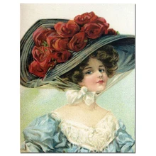 Фото на заказ! 5D DIY Алмазная картина полностью круглое сверло "викторианская леди розовая шляпа" 3d вышивка крестиком домашний декор JS5134