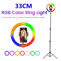 33Cm Rgb Kleurrijke Led Selfie Ring Licht Met Statief Telefoon Licht Ring Lamp Usb Ringlicht Voor Youtube Fotografie studio