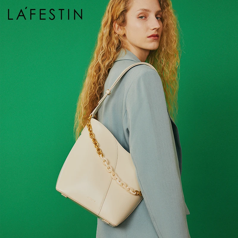 LAFESTIN Bag women 2020 new trendy fashion retro one shoulder messenger bag wild large capacity bucket bag2021High-quality brand