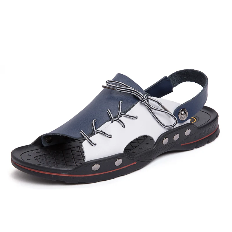 

Breathable Men Sandals Leather Home Non-slip Summer Beach Shoes Flip Flops Outdoor Slippers Causal Shoes Plus Size 38-48