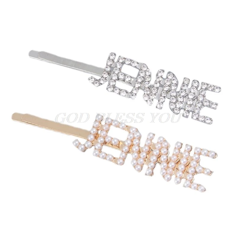 Женские металлические буквы Bobby Pins Kpop имя членов имитация жемчужины, горный хрусталь для волос зажим для поддержки болельщиков декоративные заколки - Цвет: K