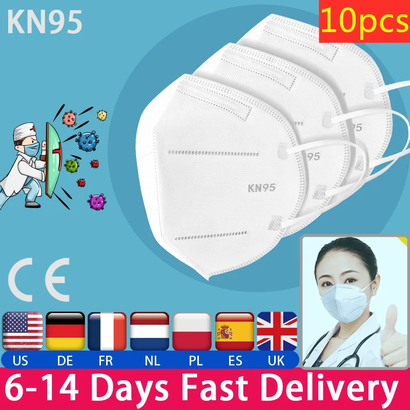 

10 pcs mask KN95 Dustproof Anti-fog And Breathable Face Mask 95% Filtration N95 Masks CE certified protective mask
