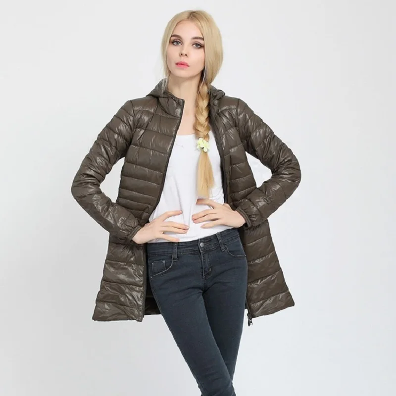 Winter Ultra Light Down Jacket Woman Hooded Duck Down Feather Warm Slim long Coat Female Parkas Loose Oversized XL XXL Outwear