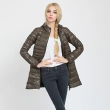 

Winter Ultra Light Down Jacket Woman Hooded Duck Down Feather Warm Slim long Coat Female Parkas Loose Size XL XXL Outwear