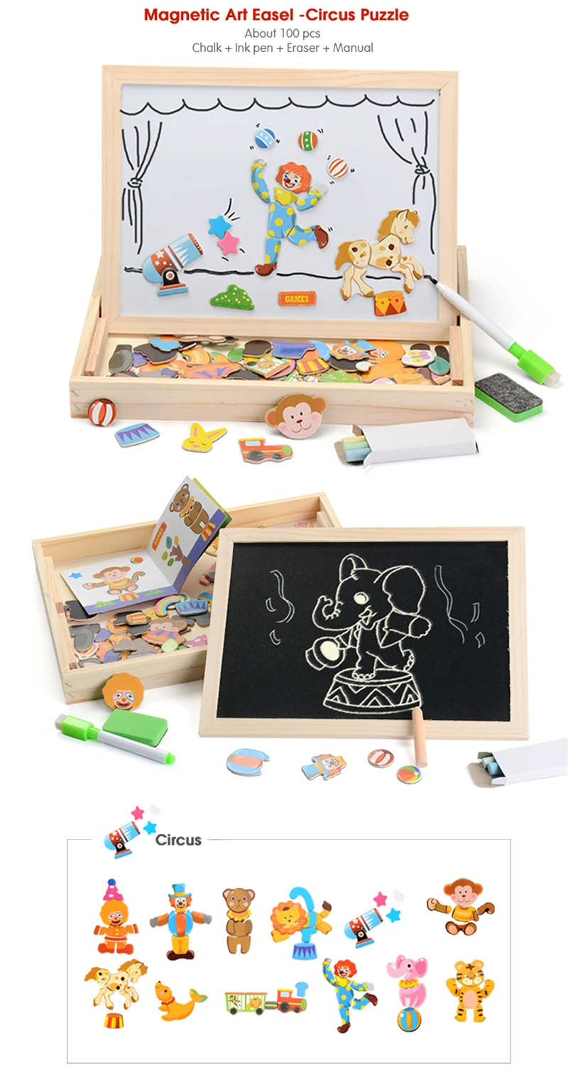 100+ шт, деревянная игрушка, магнитная головоломка, игрушки для детей, 3D металлическая головоломка, детский Танграм, доска для рисования, Обучающие деревянные игрушки, детские игрушки Oyuncak