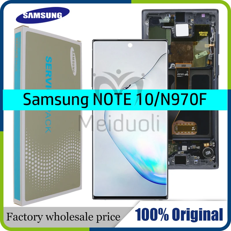

ORIGINAL 6.3'' AMOLED For Samsung Galaxy Note 10 N970F note10 N970 N9700 LCD with Frame Display Touch Screen Digitizer Assembly