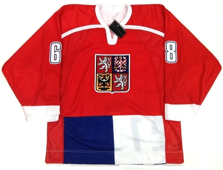 Редкий Винтажный Мужской хоккейный свитер #68 Jaromir Jagr национальной сборной Чехии с