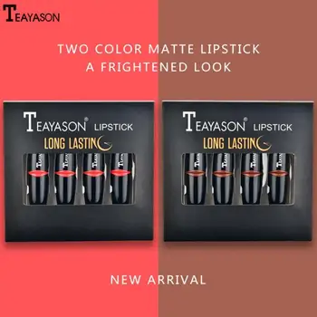

New Fashion Black Tube Lipstick Matte Velvet Lipstick Long Lasting Easy To Bleach 4 Color Boxed Lipstick Retro 8 Color Lipstic