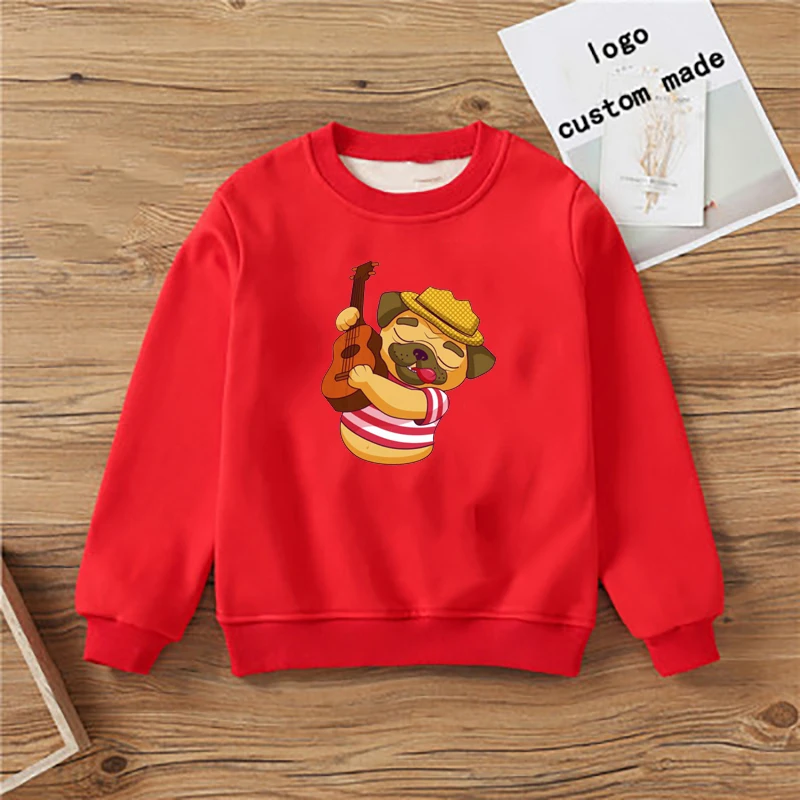 

Musical Pug Kawaii Kids Hoodies Boys Funny Graphic Sweatshirt Toddler Girls Harajuku Fashion Sweat Unisex Long Sleeve Baby Cloth