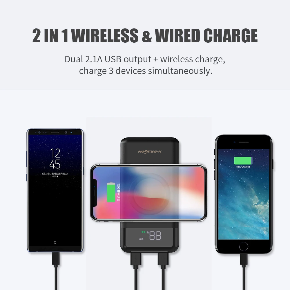 30000 10000 Qi Wireless Power Bank Phone External Battery Charger for iPhone 11 pro Huawei P30 Mate