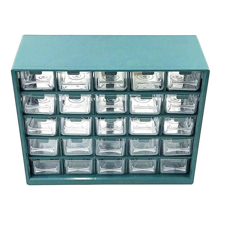 Tool Storage Box Parts Storage Box Plastic Tool Box Storage Organizer Box 25 Multi-grid Drawer Parts Box Wall-mounted Screw Classification Component Box Tool Case Electronic Components Storage ToolBox