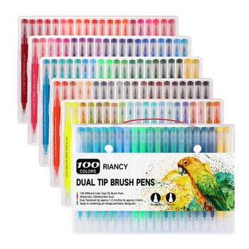 

12/24/48/72/100pcs FineLiner Drawing Painting Watercolor Art Marker Pens Dual Tip Brush Pen School Supplies copic
