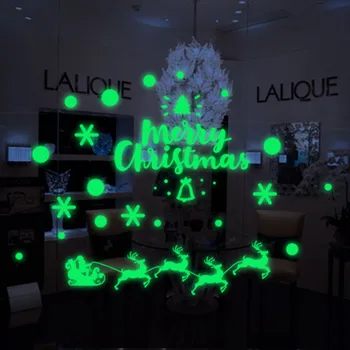 

Luminous Stickers Stickers Phosphorescent Christmas Glow Snowman Wall Stickers Living Room Luminous Stickers Window Decor #37