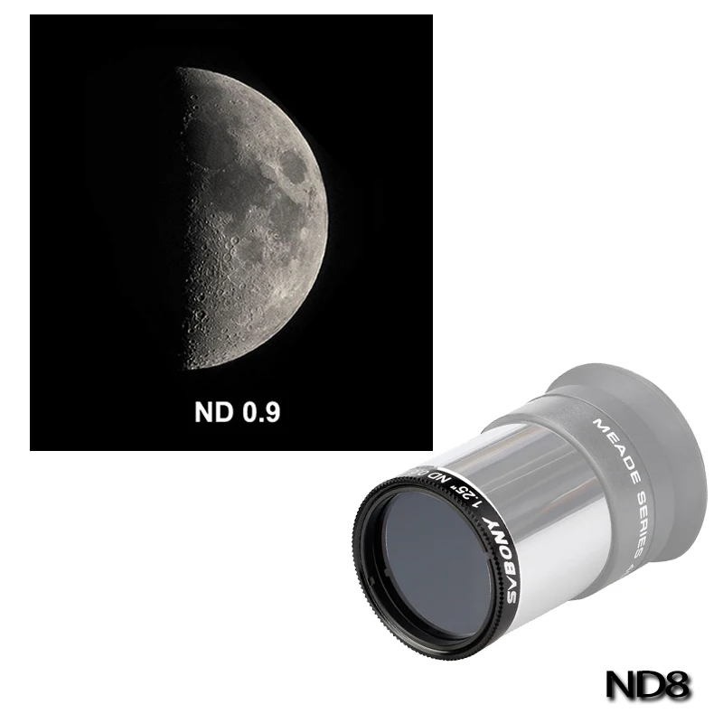 SVBONY SV139 ND8 Фильтр нейтральной плотности SVBONY SV139 1,2" ND4 для окуляра телескопа уменьшает общую яркость поверхности луны - Color: SVBONY SV139 ND8
