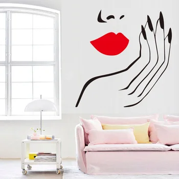 Günstig Marilyn Monroe Sexy Dame Vinyl Wand Aufkleber Salon Mädchen Gesicht Rote Lippen Wand Decor Wandbild Wohnzimmer Mädchen Schlafzimmer Dekor Wand Aufkleber