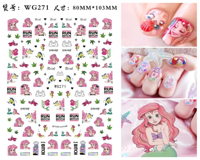 WG266-296 Summer Princess Ultra-thin Adhesive Nail Stickers Children's Girls Christmas Gifts 2021 New 3D Fashion Manicure Decals WG 271