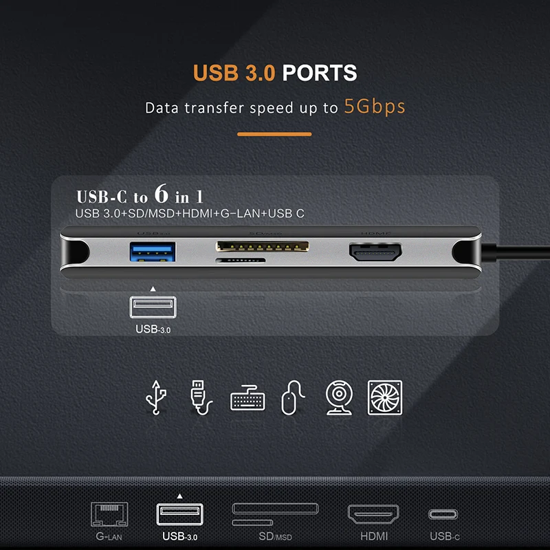 Кабельная док-станция USB C концентратор для нескольких USB 3,0 HDMI адаптер док-станция для MacBook аксессуары USB-C сплиттер 3 порта концентратор C042