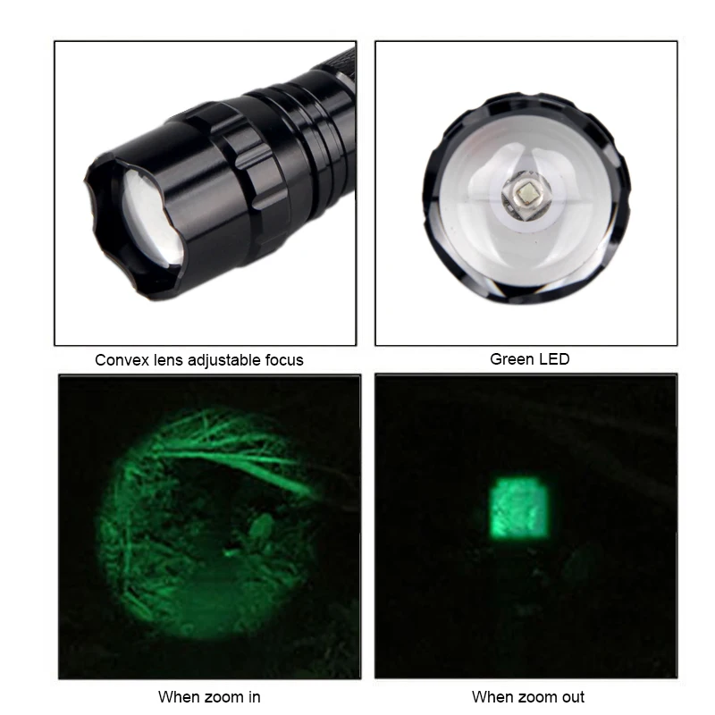 Super Bright Zoom LED Flashlight 300 yards Laser Dot Sight Combo Hunting Lights 