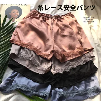 

Spring and Summer New Lace Safety Pants Japanese Silk Soft Breathable Solid Color Bottoming Shorts Bermuda Feminina Pantalones