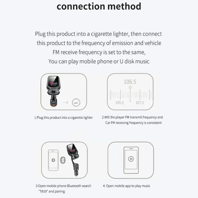 Автомобильный MP3 музыкальный плеер Bluetooth 5,0 приемник fm-передатчик двойной USB QC3.0 зарядное устройство U диск/TF карта без потерь музыка