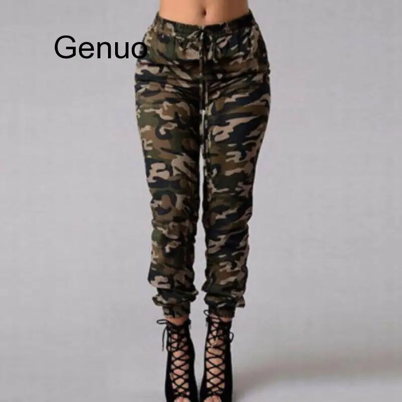 Women Camouflage Pants Trousers High Waisted Slim Fit Camo Jogger Pants  Army Waistband Sweatpants Pants Outdoor Female Trousers