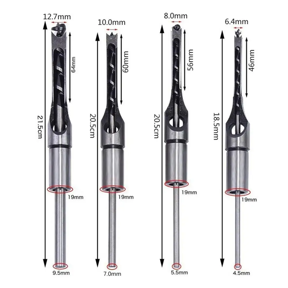 6/6.4/8/10/12.7mm HSS Square Hole Drill Bit Mortising Chisels Woodworking Tool