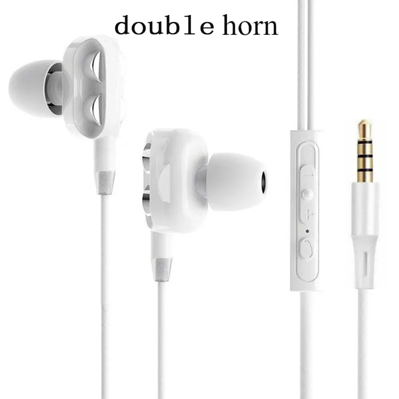 Buyruo Dual Drive Stereo Wired Earphone In-Ear Sport Headset with Mic Mini Earbuds Handsfree Earphones for Mobile Phone