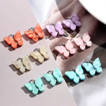 

JJFOUCS 10Pcs/set Bohemian 6Color Butterfly DIY Jewelry Accessories Luxury Shining Acrylic Resin for Making Earring Necklace