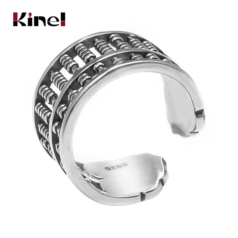 Kinel S925 Серебряное кольцо, Ювелирное кольцо, уличное, горячее Ретро, индивидуальность, тренд, счастливое кольцо-счеты, открытие, регулируемое для мужчин и wo