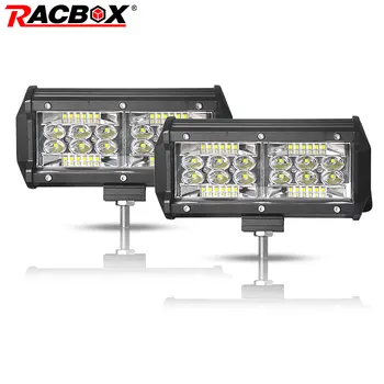 

Racbox 7 inch quad row 60W LED Work Light 6000K White Combo beam Off Road Driving Light 4x4 Truck Motorcycle SUV UTV ATV 12V 24V