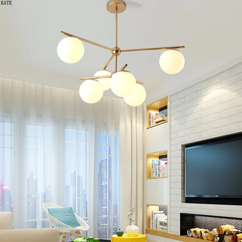 Creative Nordic LED Chandelier With Glass Ball For Living Room Bedroom restaurant Chandeliers Indoor Lighting Fixtures