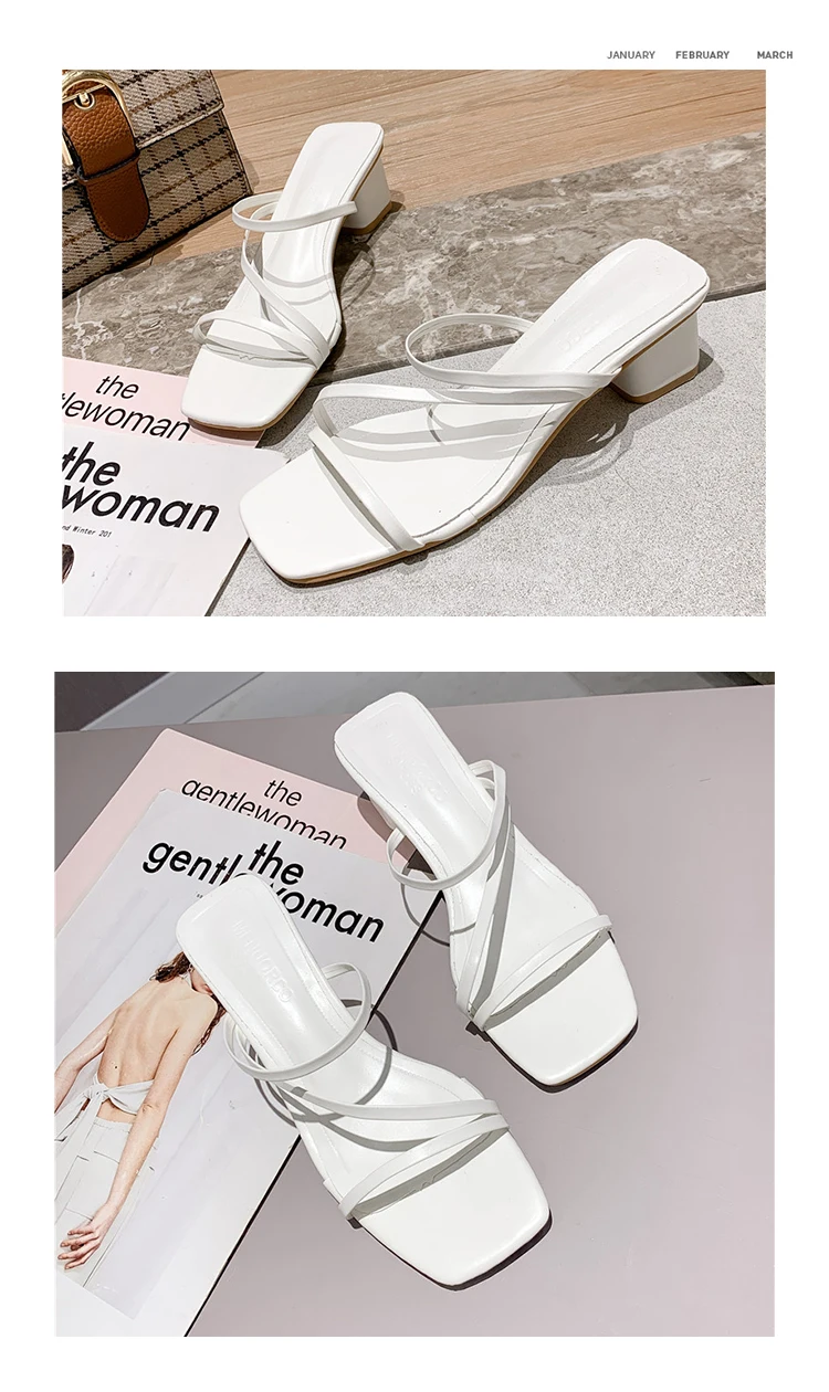 Г., новые пикантные шлепанцы женские босоножки на среднем каблуке Летняя модная обувь ярких цветов на платформе женские вьетнамки