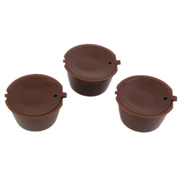 

3pcs Eco-friendly Brown Reusable Coffee Capsule Plastic Refillable Compatible Coffee Filter Baskets Soft Capsules Taste Sweet