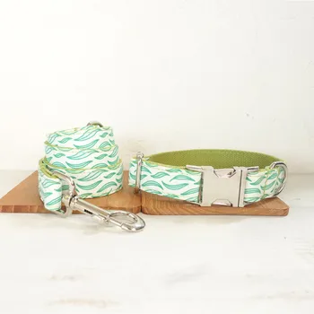 

Polyester Leaf Print Dog Leash and Collar Set Undefined Dog Accessories for Small Dogs Arnes Para Perro Accesorios Para Perros