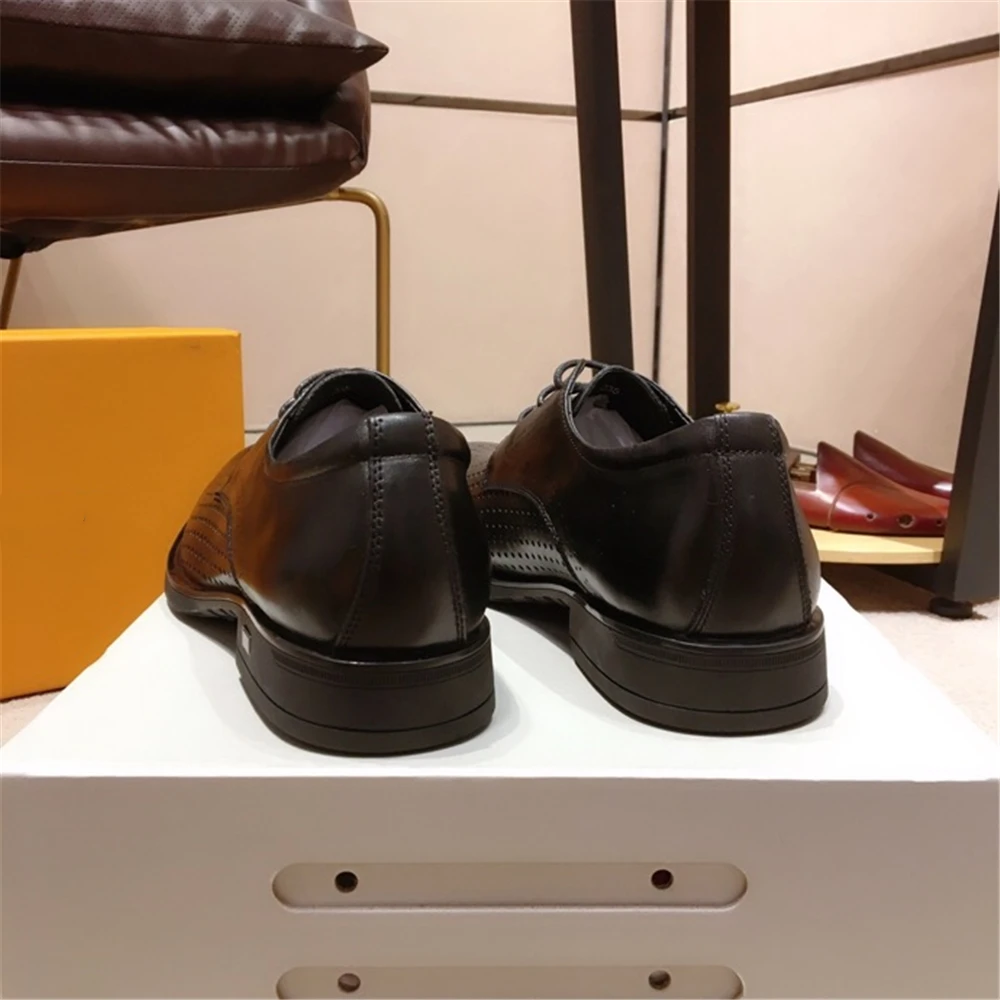 Lyeejion Men's Shoes Genuine Leather Dress Shoes Business Formal Shoes Brands Designer Classic Shoes Lace-Up Wedding Party Shoes