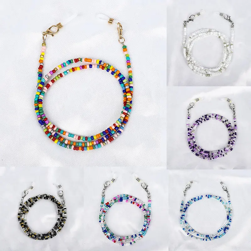 Bohemian Colored Glasses Chains Mask Strap Beaded Women Face Mask Lanyard Anti Slip Women's Neck Chain for Eyeglass Sunglasses glasses straps glasses chain glasses retainer