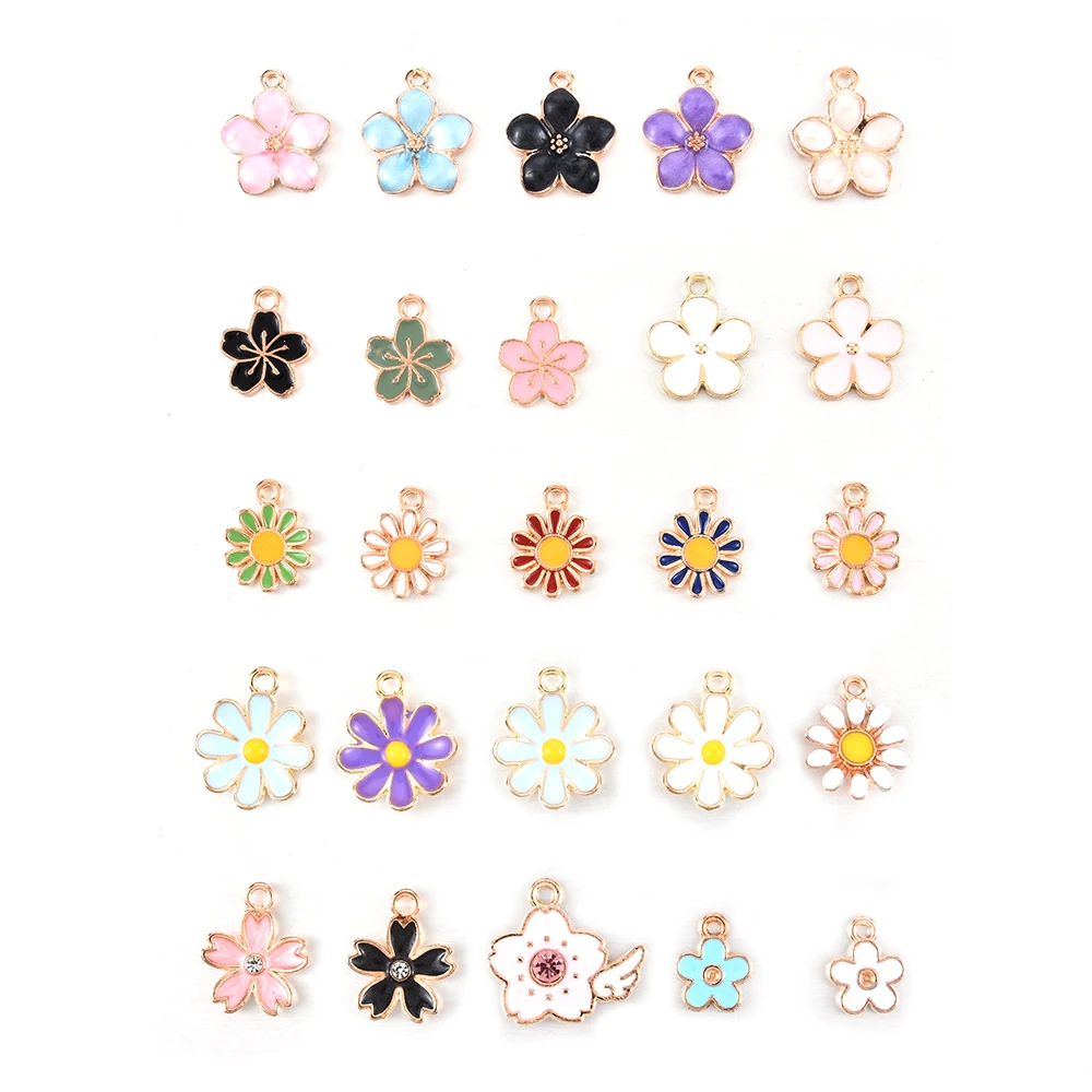 

40pcs Daisy Flowers Alloy Metal Drop Oil Charms Enamel Pendant Charms DIY Accessories Spring Jewelry Making Handmade Accessories