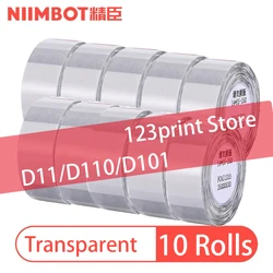 NiiMBOT – étiquette autocollante thermique transparente D11/D110, papier autocollant imperméable pour imprimante JC, 10 rouleaux 