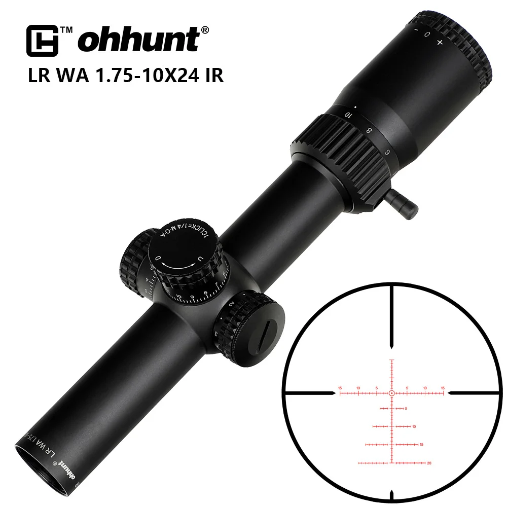 

Tactical ohhunt LR WA 1.75-10X24 IR Compact Hunting Scope Glass Etched Reticle Red Illumination Turrets Lock Reset Riflescope