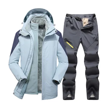 

Winter Ski Suit For Men High Quality 2 In 1 Jacket + Pants Sets Thick Warm Waterproof Windproof Snow Snowboarding Coat Suits