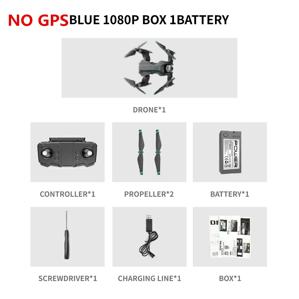 Blue 1080P Box 1B S20 5G wifi Радиоуправляемый Дрон gps 4K Профессиональный селфи Дрон с HD камерой wifi FPV RC Квадрокоптер складной Дрон drohne vs SG907 - Цвет: Blue 1080P Box 1B