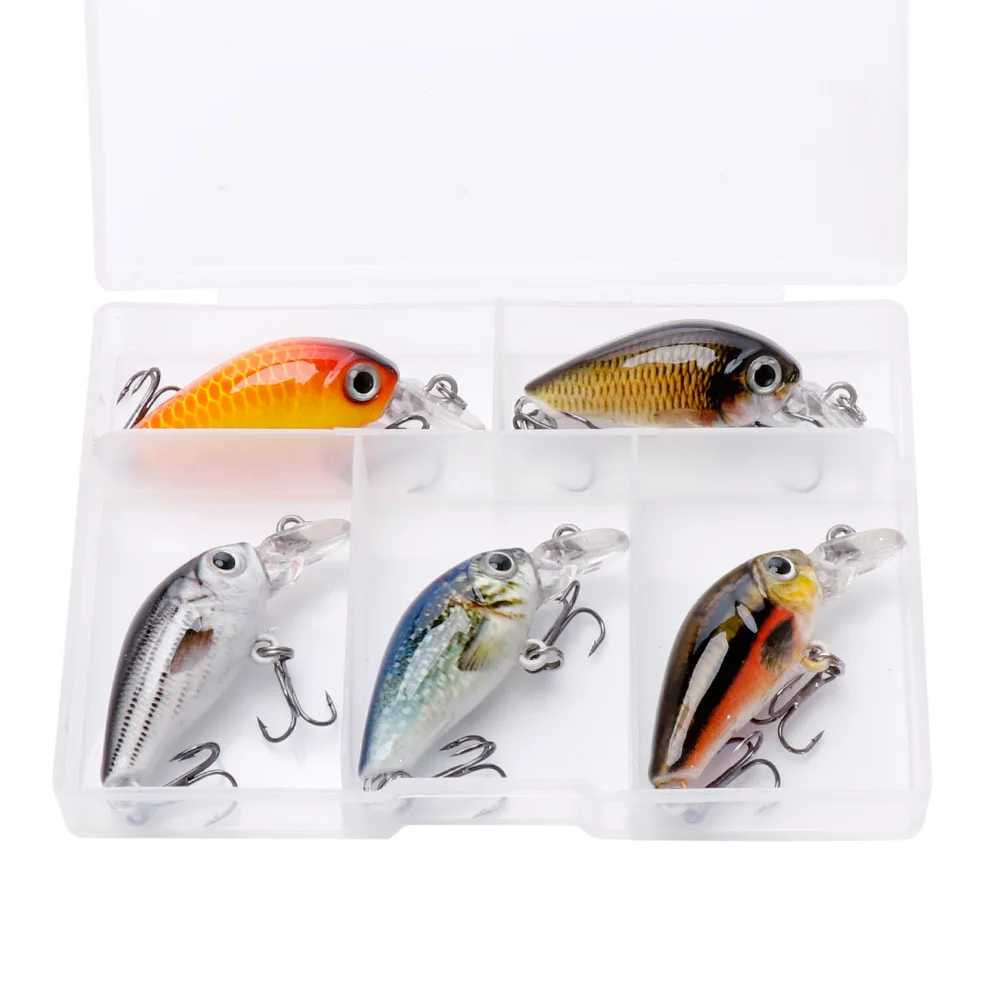 VTAVTA 5pcs/lot Mini Wobblers Pike Fishing Lure Set 3.5cm 4g Crankbaits Minnow Lure Hard Artificial Bait With Fishing Tackle Box