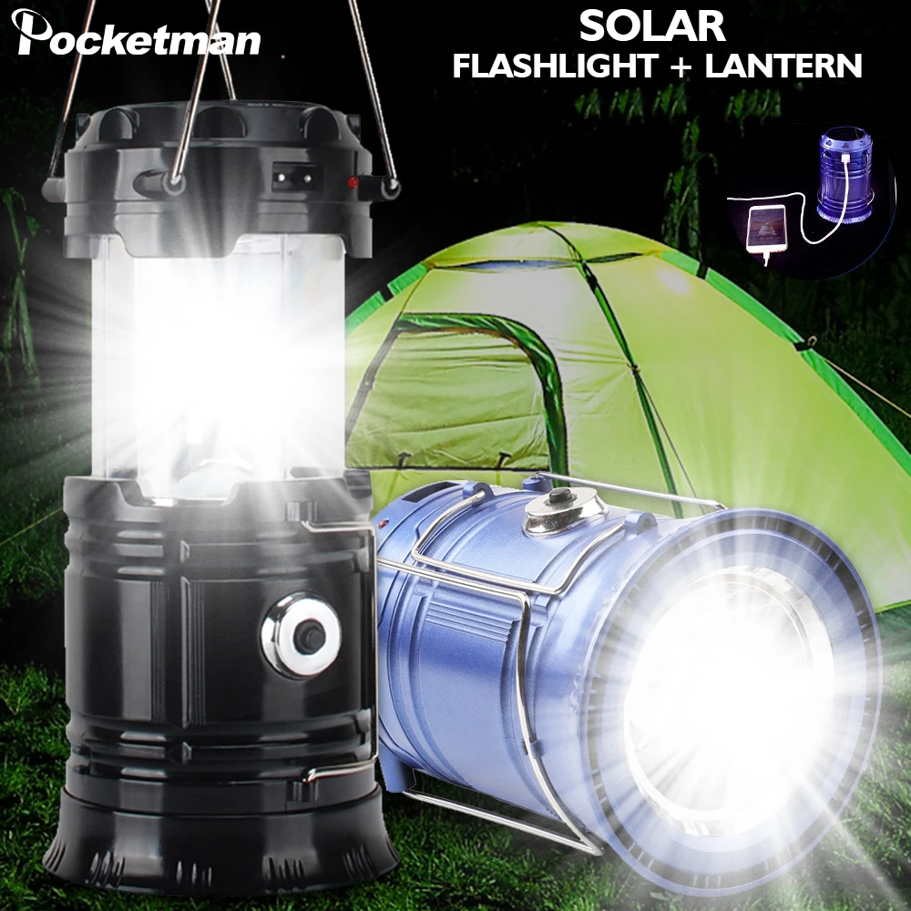 USB Rechargeable Camping lamp Solar Power work light Collapsible Lamp