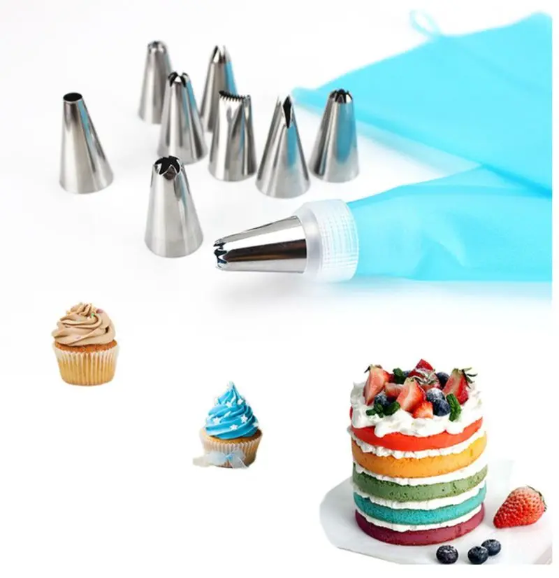 Silicone Reusable Icing Piping Cream Pastry Bag Nozzle DIY Cake Decorating Tools 