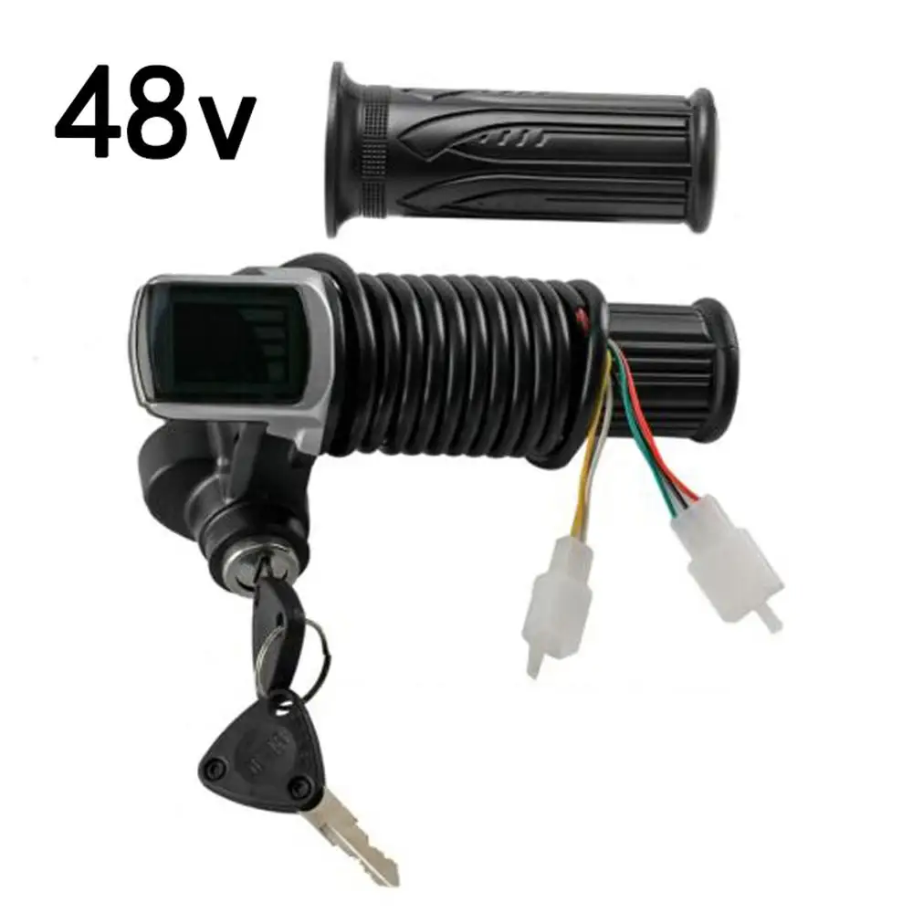 

48V Twisting Speed Control Switch Throttle Grips Electric Key Lock Power Indicator E Bike Scooter