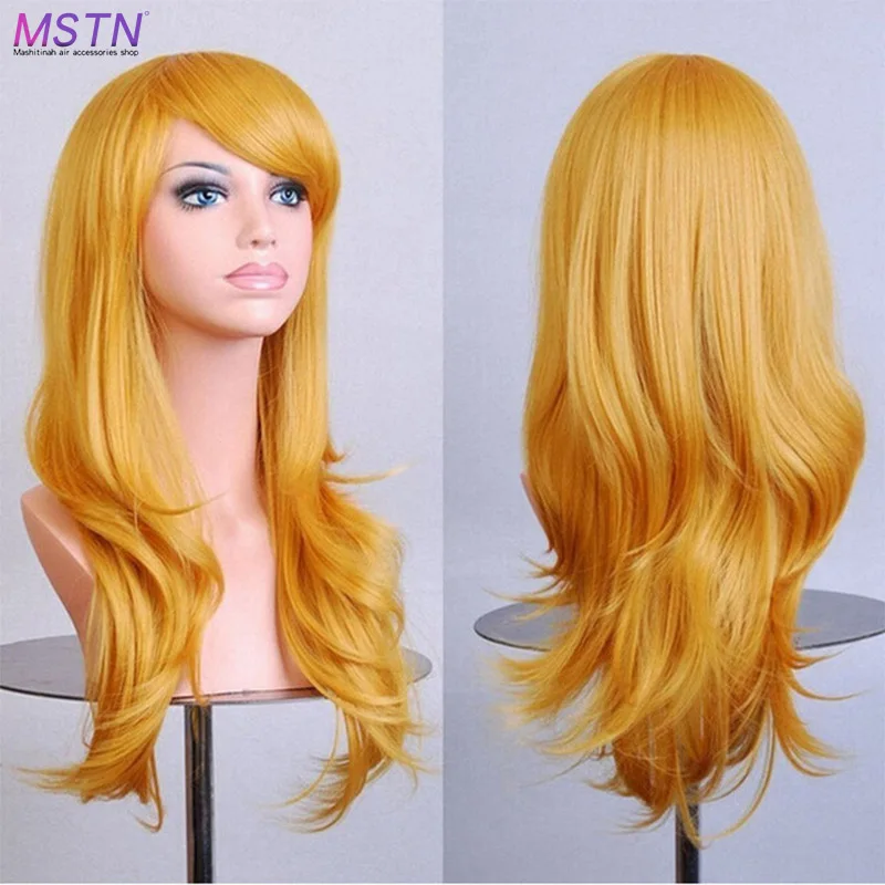 

MSTN Women Heat Resistant Women Long Wigs Curly Fashion Multicolor Wig Cosplay Long Wig Synthetic Hair for Ladies