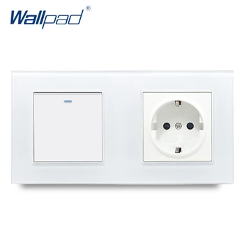 

EU Socket and 1 Gang 2 Way Wall Switch 172*86mm Wallpad Crystal Glass Panel 16A EU Standard 110V-240V